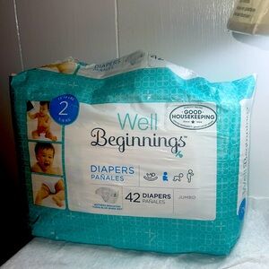 Well Beginnings Premuim Diapers, 12-18 LBS, 5-8 KG, 42 Diapers, NIB